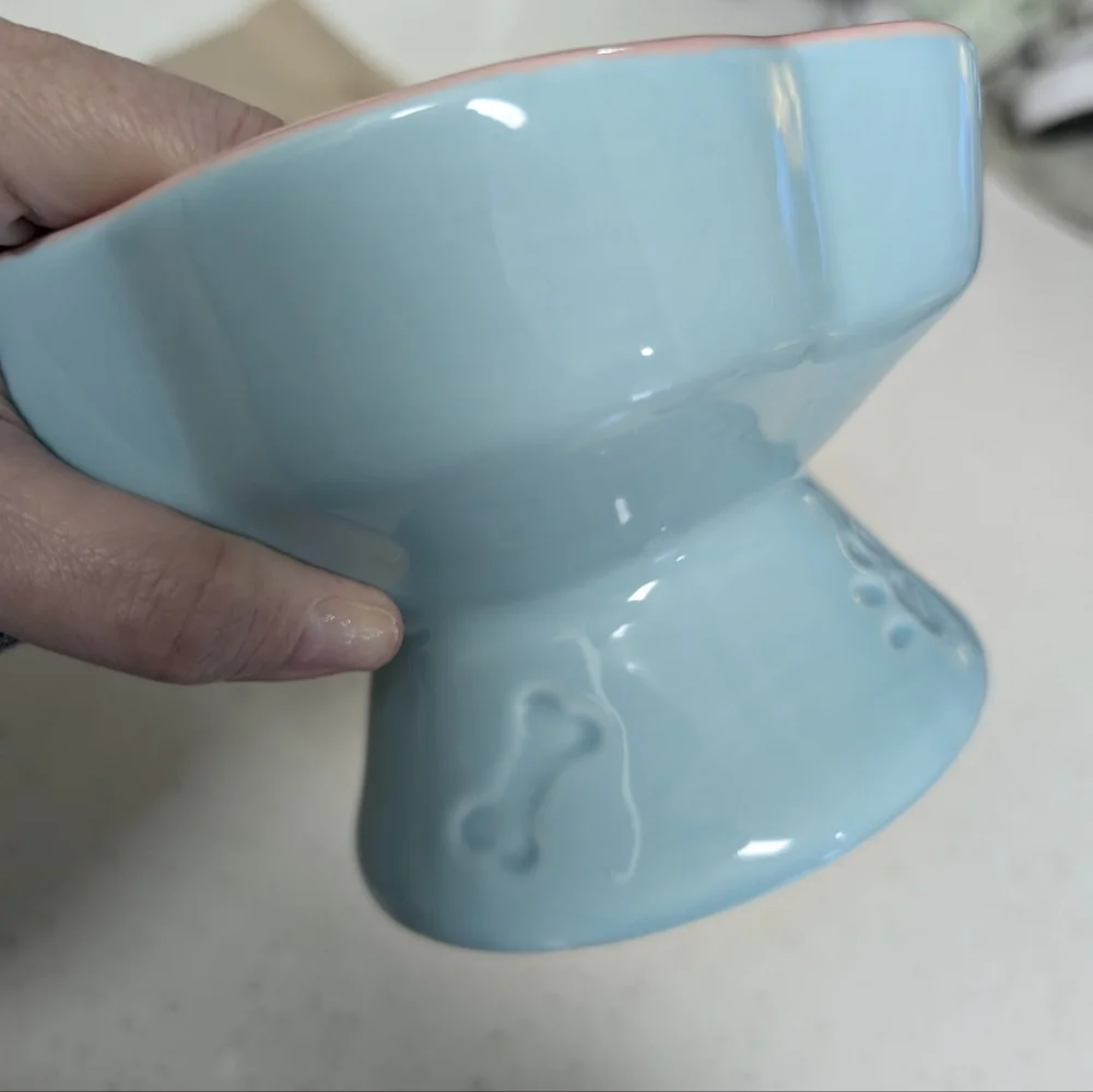 Pastel Pink and Blue Ceramic Pet Bowl